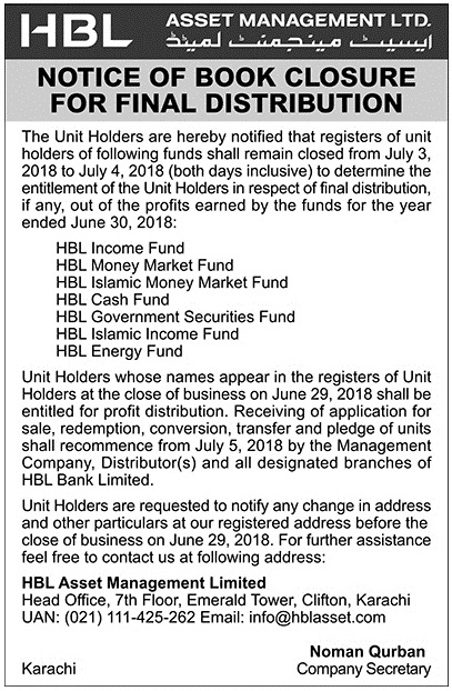 Book Closure for Final Distribution